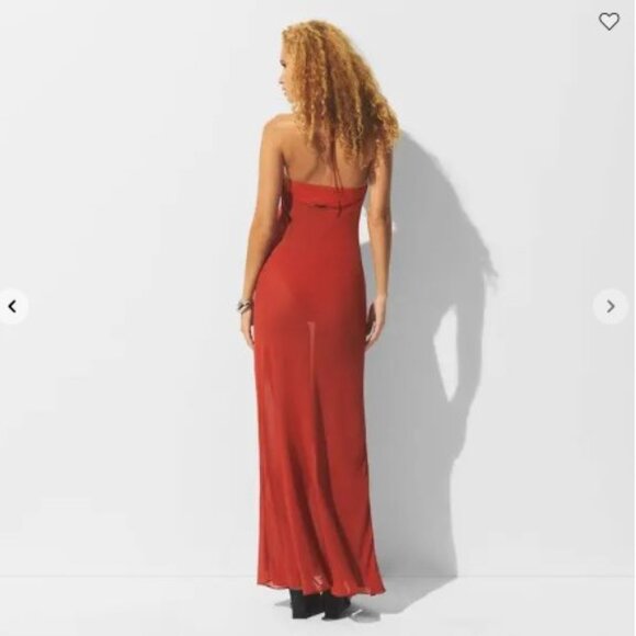 SKIMS Auburn Sheer Cover-Up Long Halter Dress 2X - Picture 3 of 6